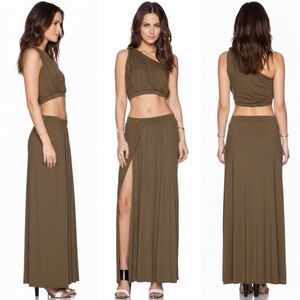 RARE ⚡️ NEW RONNY KOBO 2-PIECE SET BOBA MAXI SKIRT DARIEL ONE SHOULDER CROP TOP